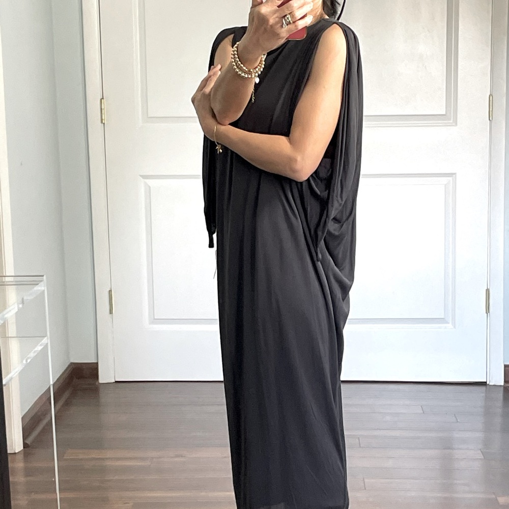 Halston Grecian midi dress open back NWT size 10 - Picture 4 of 11